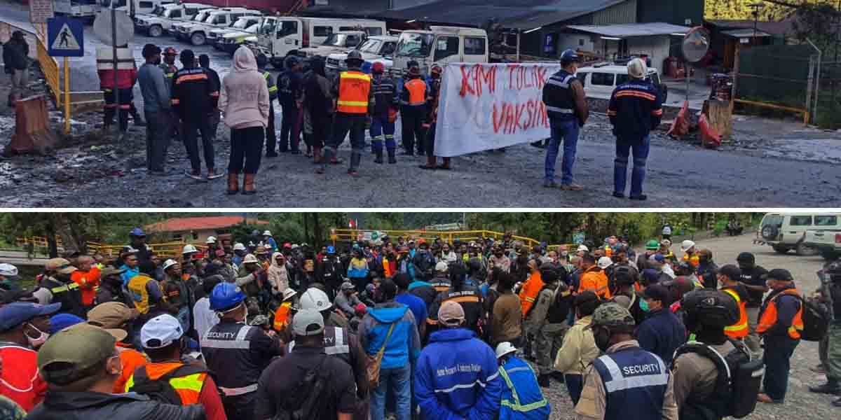 tolak-divaksin-covid-19-pekerja-pt-freeport-unjuk-rasa